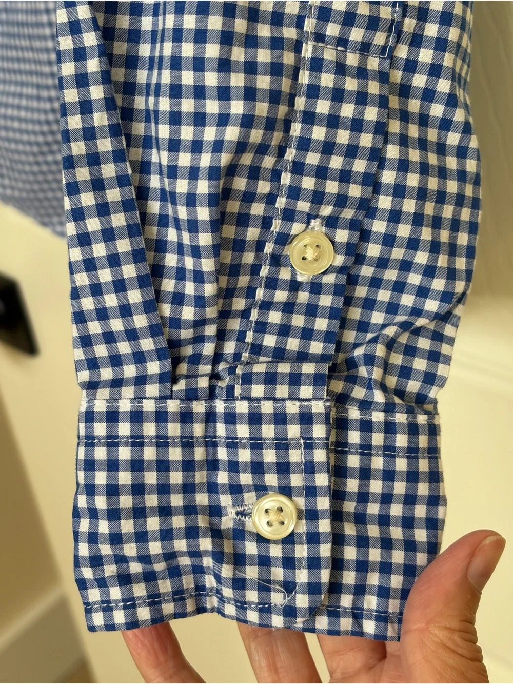 Ralph Lauren Boys M Cotton Poplin Shirt Blue White Gingham Button Down Preppy